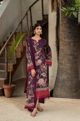Printed - Lawn - 3pc - D145 - Mulberry