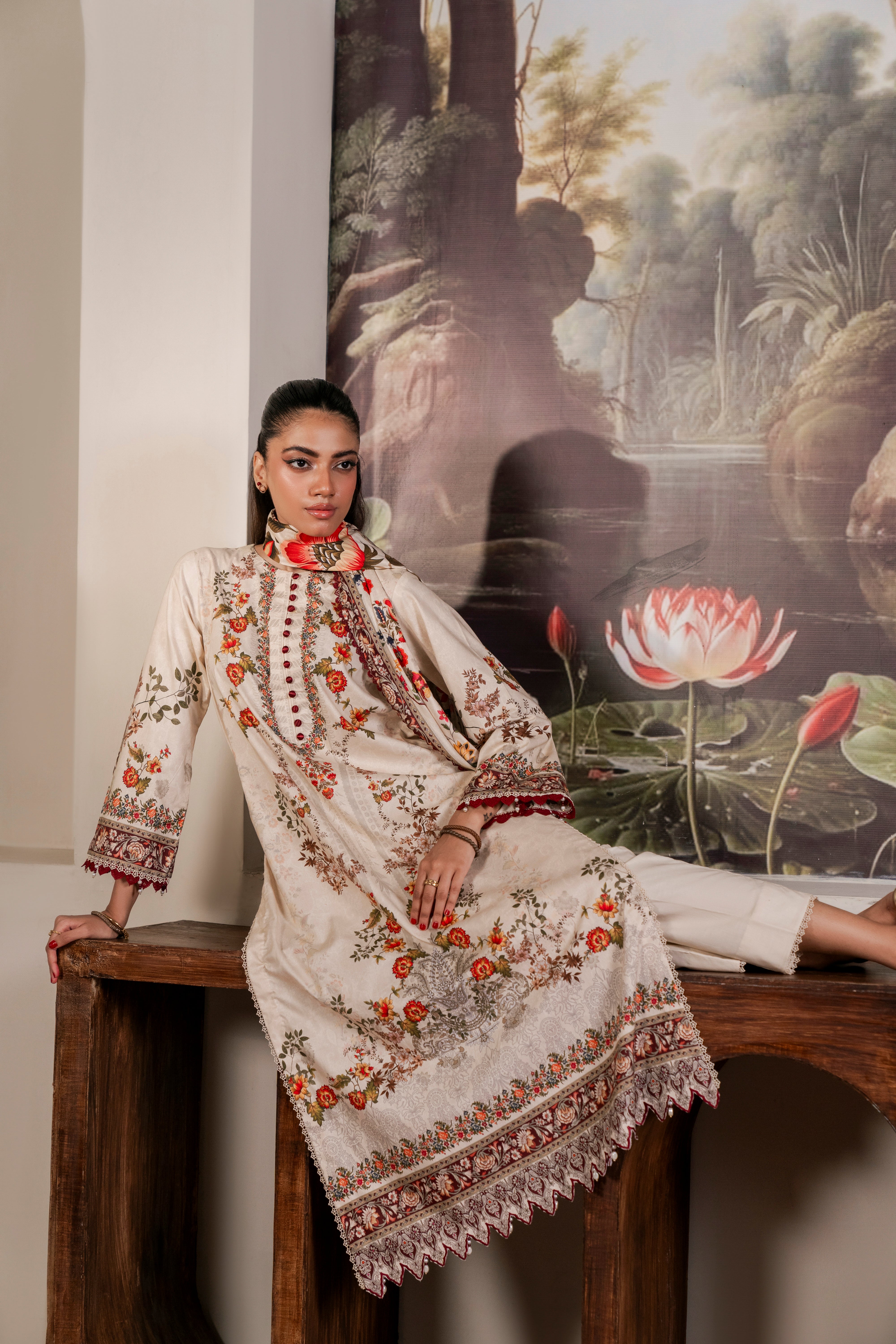 Resham Unstitched Cambric 3 Pcs Printed Suit D739