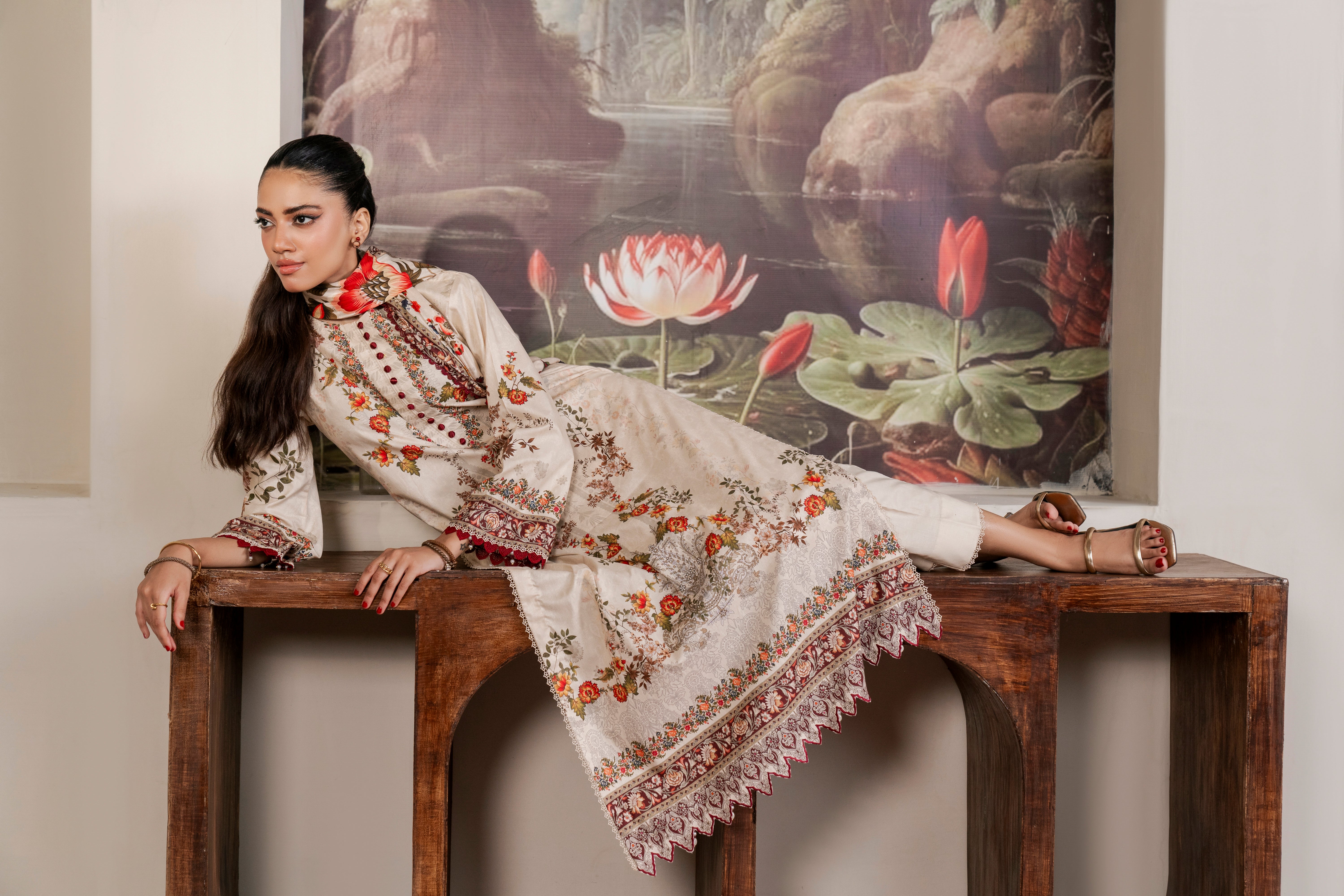 Resham Unstitched Cambric 3 Pcs Printed Suit D739