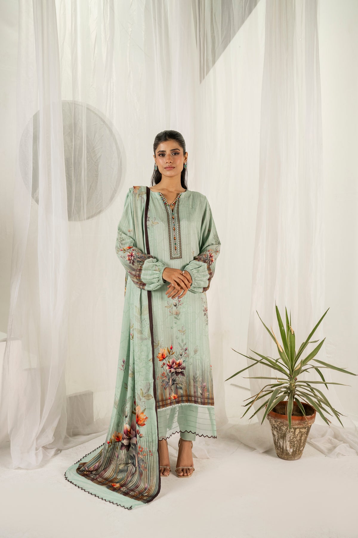 Printed - Linen - 3pc - D902